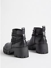 Plus Size Chain Ankle Bootie - Faux Leather Black (WW), BLACK, alternate