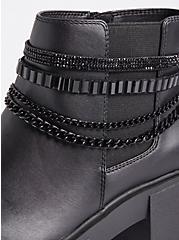 Plus Size Chain Ankle Bootie - Faux Leather Black (WW), BLACK, alternate