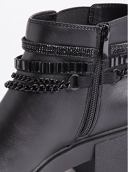 Chain Ankle Bootie - Faux Leather Black (WW), BLACK, alternate