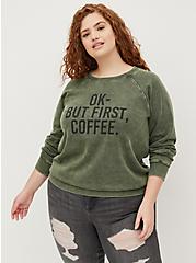 Plus Size Raglan Sweatshirt - Cozy Fleece Coffee Mineral Wash Olive , DEEP DEPTHS TIE DYE, hi-res