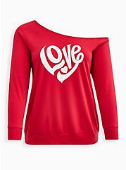 Plus Size Off-Shoulder Sweatshirt - Lightweight French Terry Love Magenta , VIVA MAGENTA, hi-res
