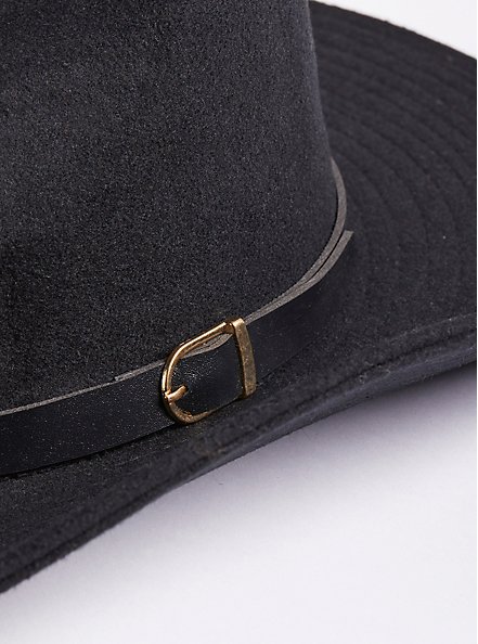 Plus Size Wool Melton Panama Hat, BLACK, alternate