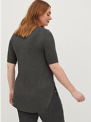 Favorite Tunic Super Soft V-Neck Strappy Tunic Tee, CHARCOAL HEATHER GREY, alternate