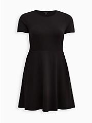 Plus Size Skater Dress - Ultra Soft Fleece Black, DEEP BLACK, hi-res