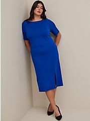 Plus Size Midi Studio Cupro Bodycon Dress, ELECTRIC BLUE, hi-res