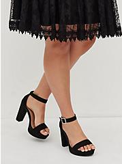 Plus Size Platform Tapered Heel Shoe - Faux Suede Black (WW), BLACK, hi-res