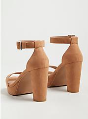 Plus Size Platform Tapered Heel Shoe - Faux Suede Brown (WW), BROWN, alternate