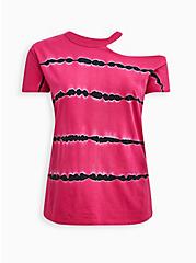 Plus Size LoveSick Cold Shoulder Tee - Cotton Bamboo Tie-Dye Pink , PINK, hi-res