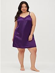 Plus Size Sleep Dress - Dream Satin Purple, PURPLE, alternate