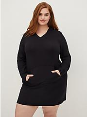 Plus Size Hooded Tunic Dress - Dream Fleece Rose Black, DEEP BLACK, alternate