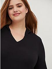 Plus Size Hooded Tunic Dress - Dream Fleece Rose Black, DEEP BLACK, alternate