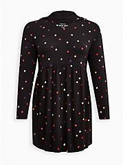 Plus Size Sleep Hooded Babydoll Dress - Super Soft Black, MULTI, hi-res