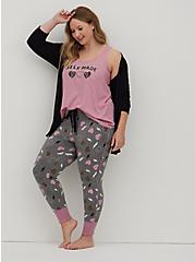 Plus Size Sleep Legging - Hearts Grey & Pink, MULTI, alternate