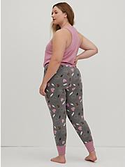 Plus Size Sleep Legging - Hearts Grey & Pink, MULTI, alternate