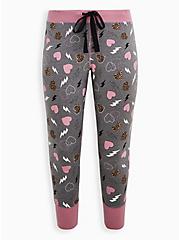 Plus Size Sleep Legging - Hearts Grey & Pink, MULTI, hi-res