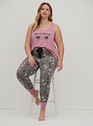 Plus Size Sleep Legging - Hearts Grey & Pink, , hi-res