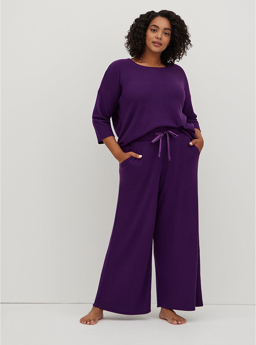 Plus Size Wide Leg Sleep Pant - Super Soft Plush by Torrid™️ Purple, PURPLE, hi-res