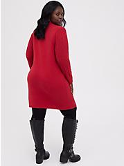 Mock Neck Mini Dress - Cable Knit Heart Red, JESTER RED, alternate