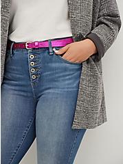 Plus Size Pack of 3 Jean Belts - Faux Patent Leather Metallic Pink And Glitter, MULTI, hi-res