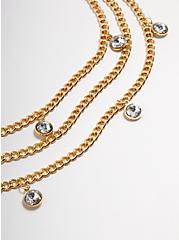 Plus Size Chain Belt with Rhinestone Charms - Gold Tone , GOLD, alternate