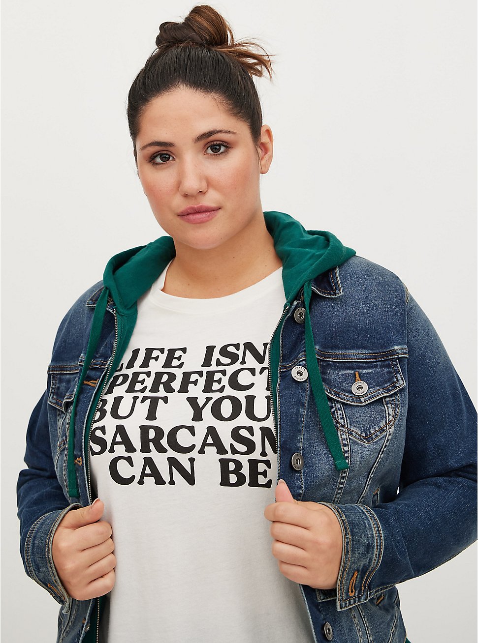Plus Size Everyday Tee - Signature Jersey Life Isn't Perfect Ivory, MARSHMALLOW, hi-res