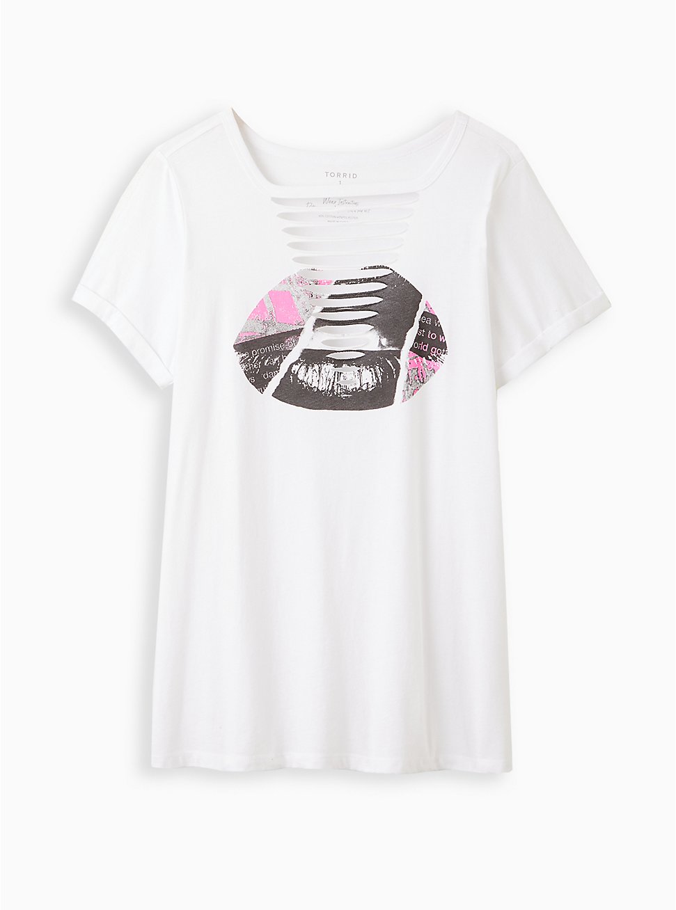 Plus Size Destructed Tee - Lips White, BRIGHT WHITE, hi-res