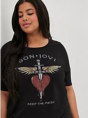 Plus Size T-Shirt Dress - Jersey Bon Jovi Black, BLACK, alternate