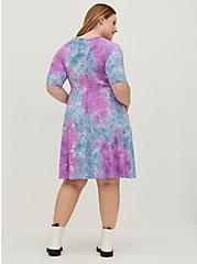 Plus Size Raglan Skater Dress - Jersey Purple Blue Tie Dye, TIE DYE, alternate