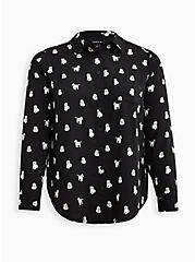 Plus Size Button Down Shirt - Twill Dogs Black, DOG - BLACK, hi-res