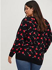 Plus Size Raglan Pullover - Cotton Heart Lollipops Black, MULTI, alternate