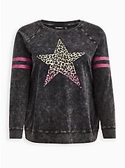 Plus Size LoveSick Raglan Sweatshirt - Everyday Fleece Pink Rock Star Black, DEEP BLACK, hi-res