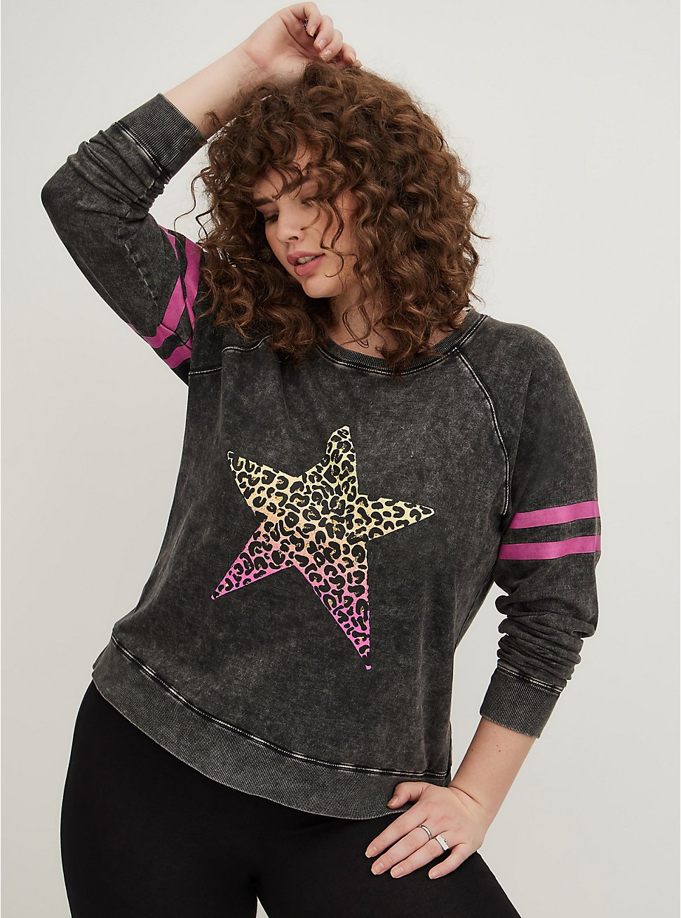 LoveSick Raglan Sweatshirt - Everyday Fleece Pink Rock Star Black, DEEP BLACK, hi-res