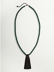 Plus Size Sylvia Mollie Beaded Tassel Pendant - Leopard Green, , alternate