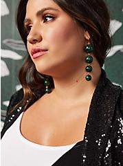 Sylvia Mollie Beaded Long Statement Earring - Leopard Green, , hi-res