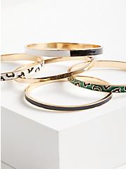 Plus Size Sylvia Mollie Enamel Bangle Bracelets - Gold Tone & Leopard , MULTI, alternate