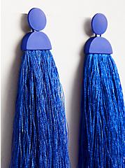 Plus Size Sylvia Mollie Fringe Statement Earrings - Blue, , alternate