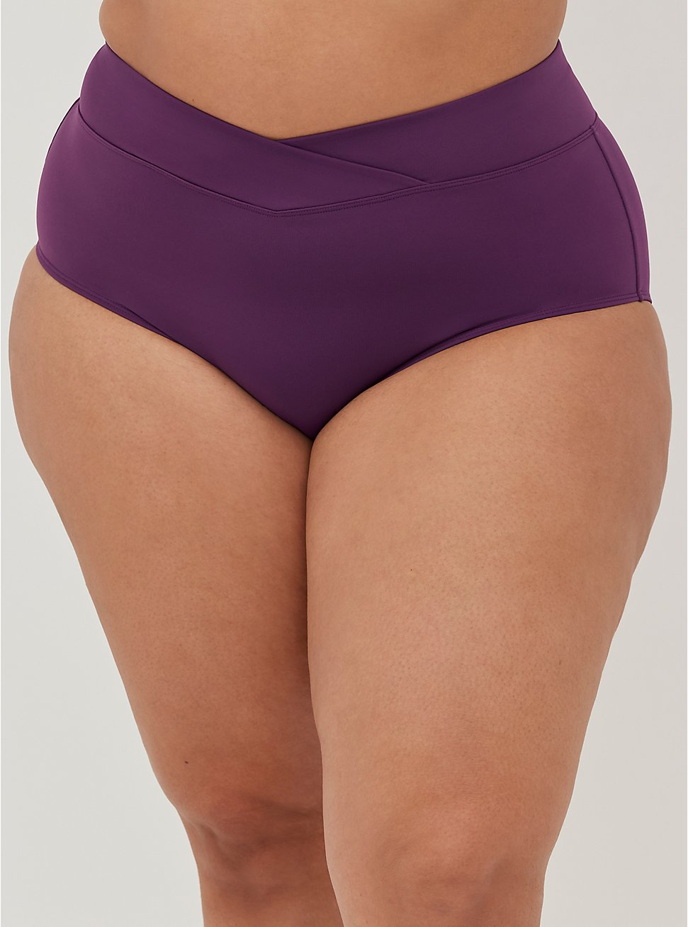 Plus Size Wrap Waist Swim Brief - Purple, PLUM PURPLE, hi-res