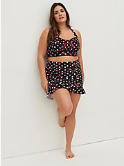 Retro Chic Ruffle Hem Swim Skirt - Cherries Print, BING CHERRY, hi-res