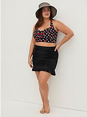 Plus Size Ruched Retro Chic Swim Skirt - Black, DEEP BLACK, alternate