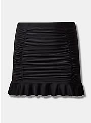 Plus Size Ruched Retro Chic Swim Skirt - Black, DEEP BLACK, hi-res