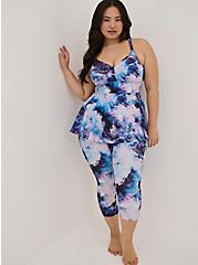 Plus Size Wire-Free Back Swim Tankini - Ocean Print Blue with 360° Back Smoothing, OCEAN WAVE, alternate
