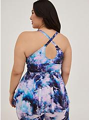 Wire-Free Back Swim Tankini - Ocean Print Blue with 360° Back Smoothing, OCEAN WAVE, alternate