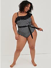 Plus Size Ruffle One-Piece Swimsuit - Stripe , PERFECT STRIPE, alternate