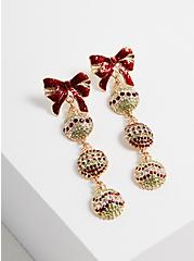 Ornament with Bow Linear Statement Earring, , hi-res