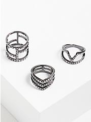 Plus Size Statement Rings - Hematite Tone Pave, SILVER, hi-res