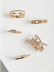 Pave Ring Set of 6 - Gold Tone, GOLD, alternate