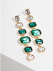 Plus Size Ombre Stone Linear Drop Earrings - Green, , hi-res
