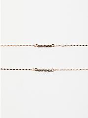 Layered Necklace - Gold Tone Pave Bar Rose, , alternate