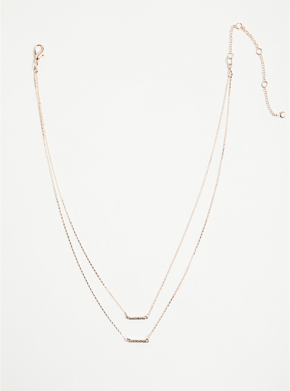Layered Necklace - Gold Tone Pave Bar Rose, , hi-res