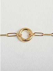 Link Necklace with Charm Clasp - Gold Tone, , alternate